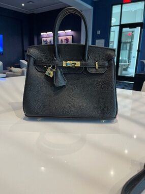 Birkin Style Togo Leather GHW Handbag